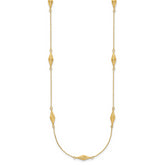 14K Gold Polished Fancy Beaded Necklace with Diamond-Cut Elegance